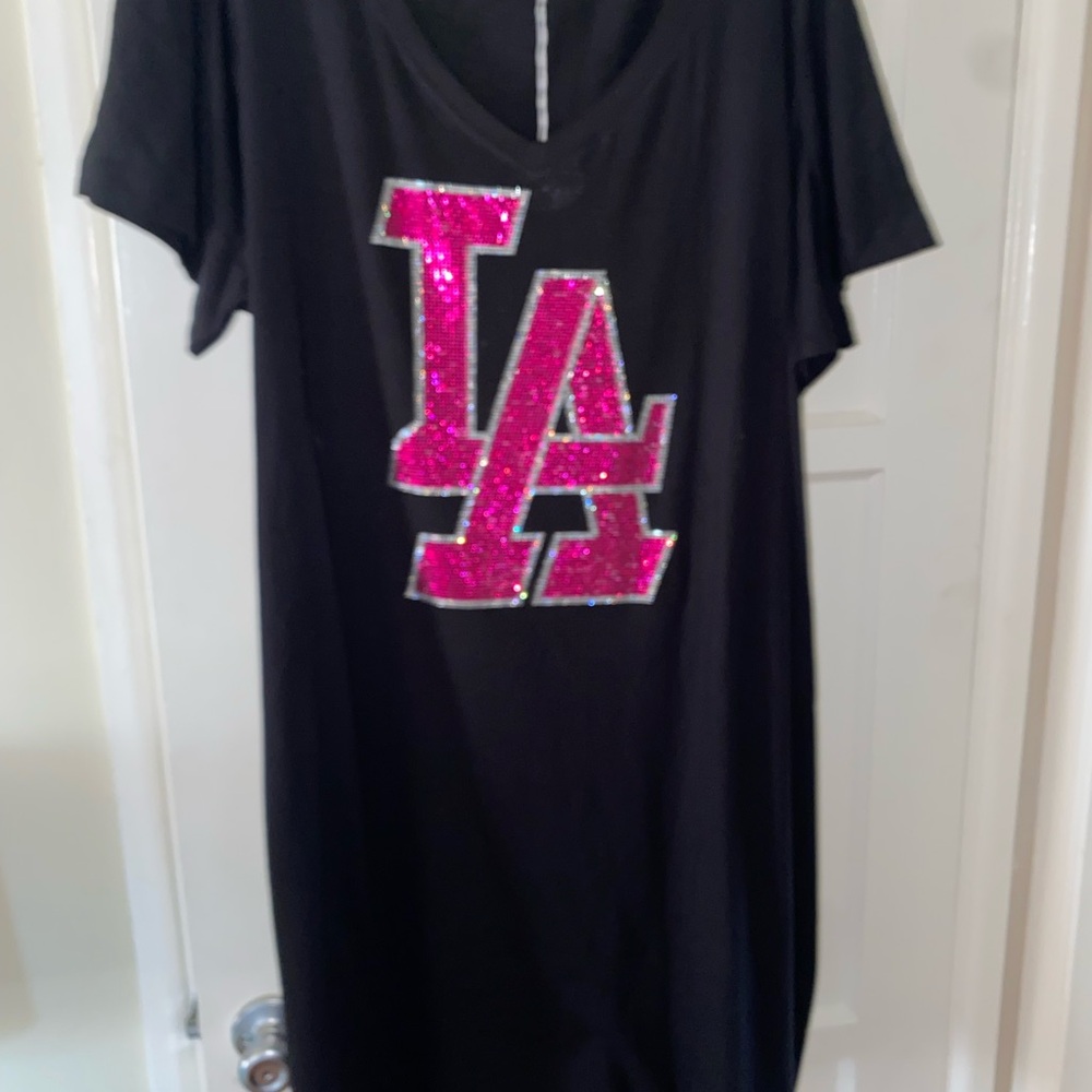 Beach Cover-up Dress with Pink rhinestone LA